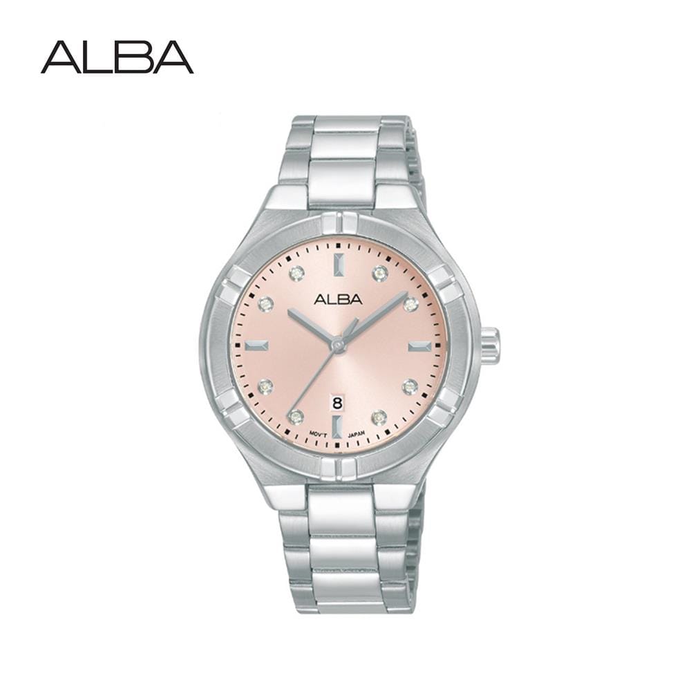 นาฬิกาข้อมือผู้หญิง ALBA รุ่น BOYISH AH7DD3X ขนาด 34 มม. สีชมพูอ่อน