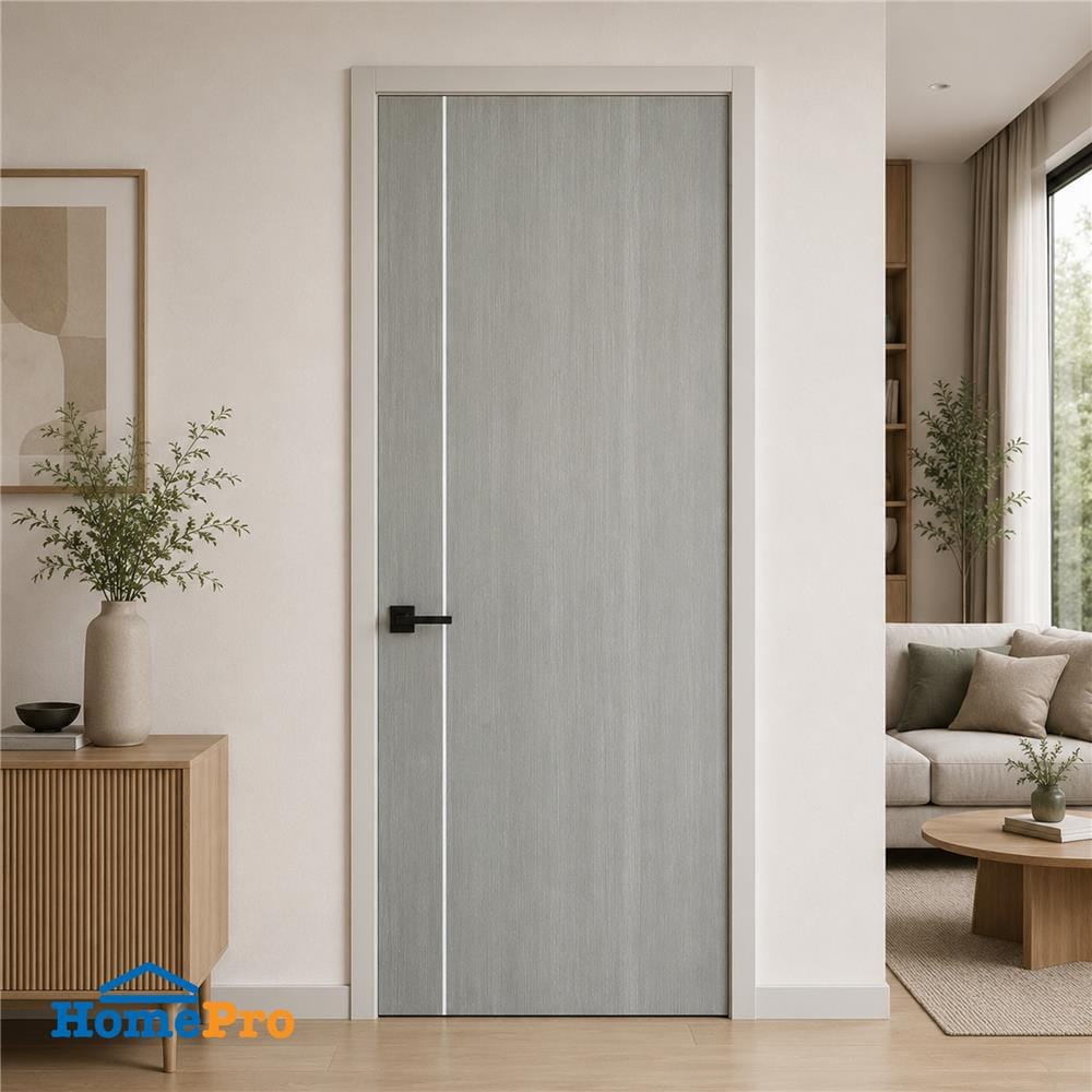 ประตูภายใน UPVC ไม่เจาะลูกบิด NAPA UA2 90x200 ซม. สีเทาลายไม้