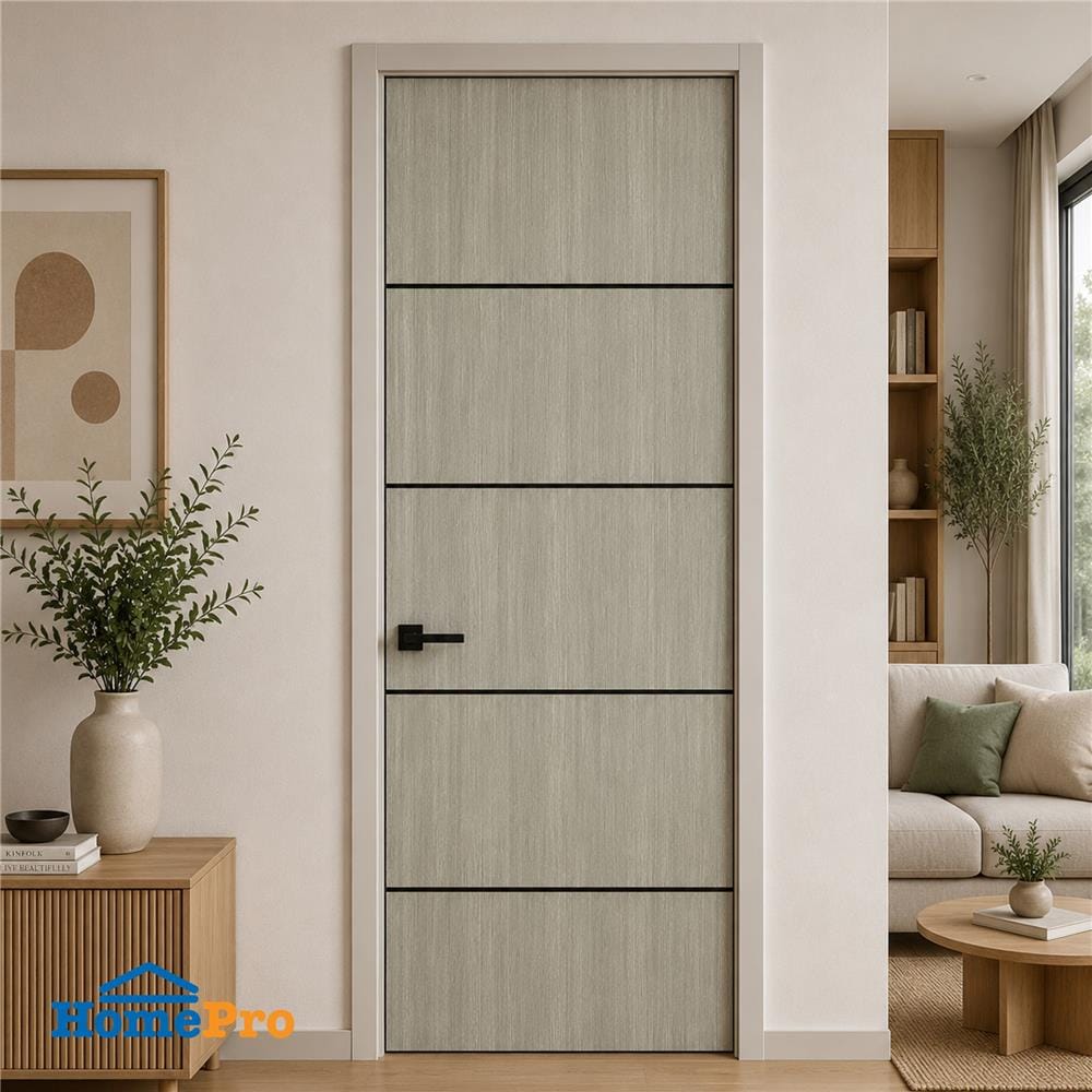 ประตูภายใน UPVC ไม่เจาะลูกบิด NAPA UA5B 90x200 ซม. สีเทาลายไม้