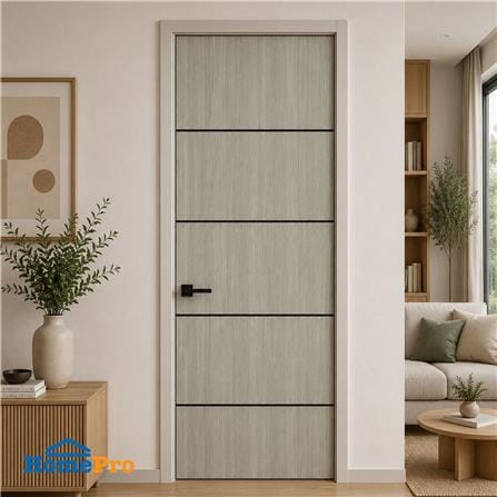 ประตูภายใน UPVC ไม่เจาะลูกบิด NAPA UA5B 90x200 ซม. สีเทาลายไม้_3