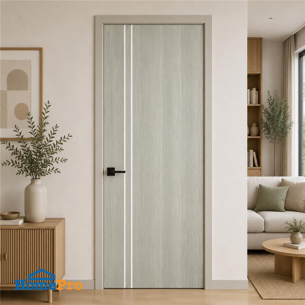 ประตูภายใน UPVC ไม่เจาะลูกบิด NAPA UA3 80x200 ซม. สีเทาลายไม้