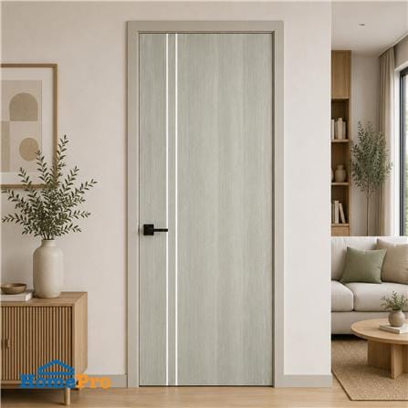 ประตูภายใน UPVC ไม่เจาะลูกบิด NAPA UA3 80x200 ซม. สีเทาลายไม้_3