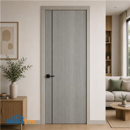 ประตูภายใน UPVC ไม่เจาะลูกบิด NAPA UA2B 80x200 ซม. สีเทาลายไม้_3