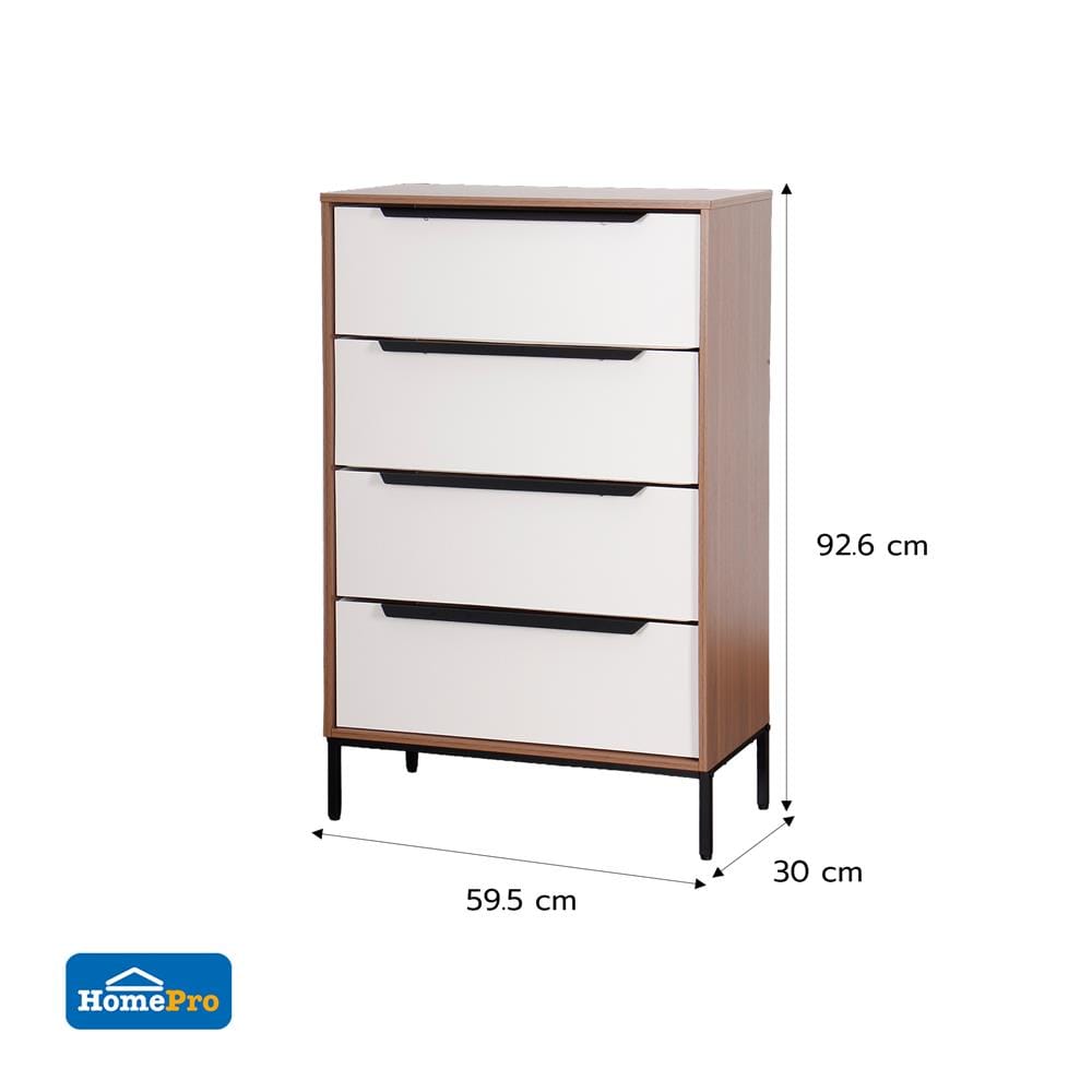 ตู้ลิ้นชัก 4 ลิ้นชัก FURDINI STOREX 59.5 ซม. สีวอลนัท/ขาว