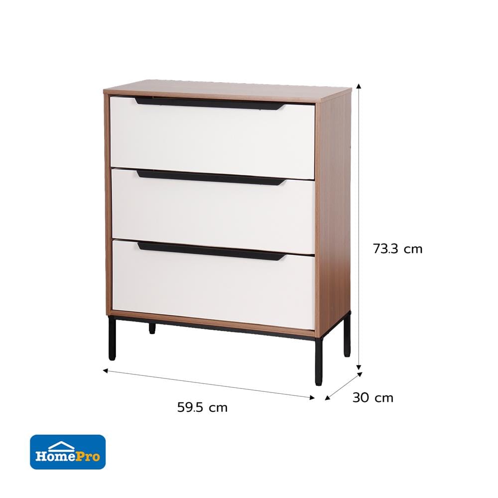 ตู้ลิ้นชัก 3 ลิ้นชัก FURDINI STOREX 59.5 ซม. สีวอลนัท/ขาว