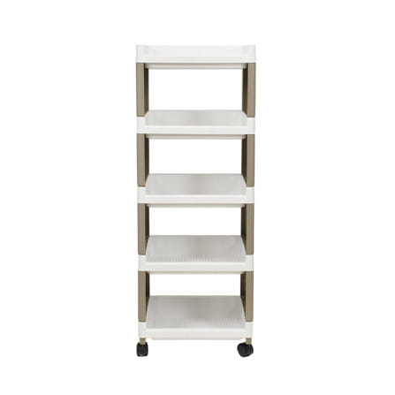 ชั้นวางของ 5 ชั้น มีล้อ STACKO RIKU 36x29x98 ซม. สีขาว/น้ำตาล_1