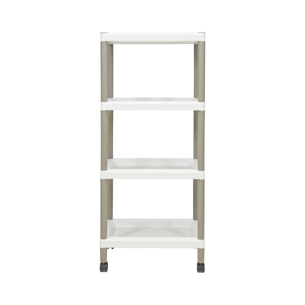 ชั้นวางของ 4 ชั้น มีล้อ STACKO RIKU 44.5x29x99 ซม. สีขาว/น้ำตาล