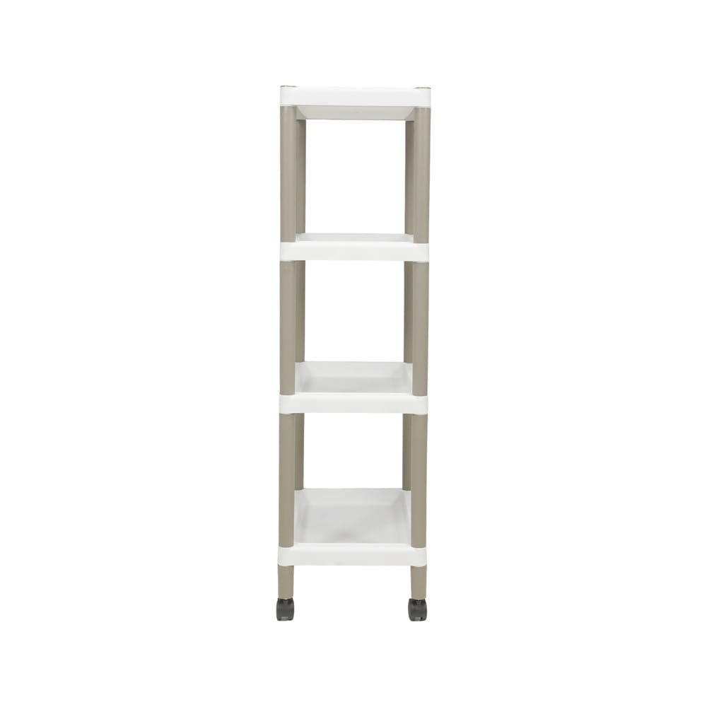 ชั้นวางของ 4 ชั้น มีล้อ STACKO RIKU 44.5x29x99 ซม. สีขาว/น้ำตาล
