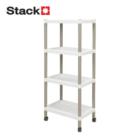 ชั้นวางของ 4 ชั้น มีล้อ STACKO RIKU 44.5x29x99 ซม. สีขาว/น้ำตาล_0