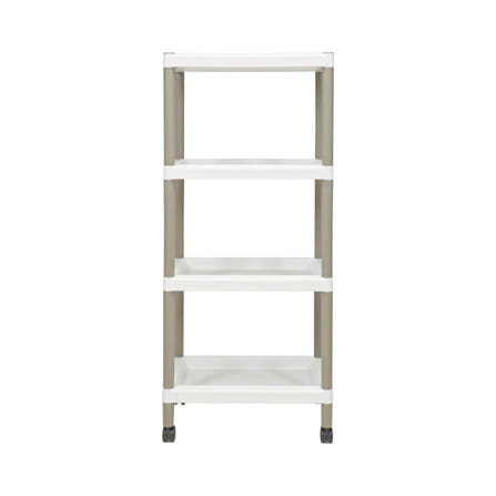 ชั้นวางของ 4 ชั้น มีล้อ STACKO RIKU 44.5x29x99 ซม. สีขาว/น้ำตาล_1