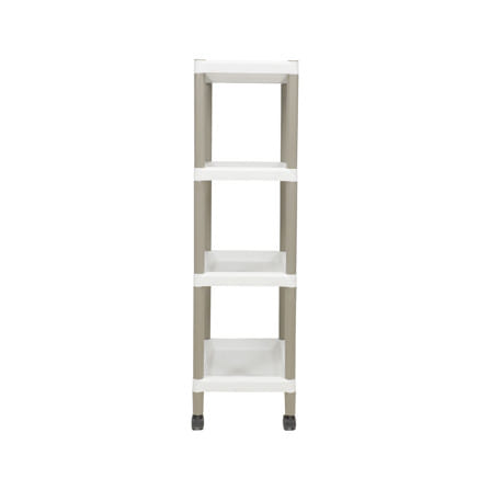 ชั้นวางของ 4 ชั้น มีล้อ STACKO RIKU 44.5x29x99 ซม. สีขาว/น้ำตาล_2