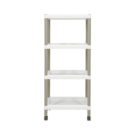 ชั้นวางของ 4 ชั้น มีล้อ STACKO RIKU 44.5x29x99 ซม. สีขาว/น้ำตาล_2