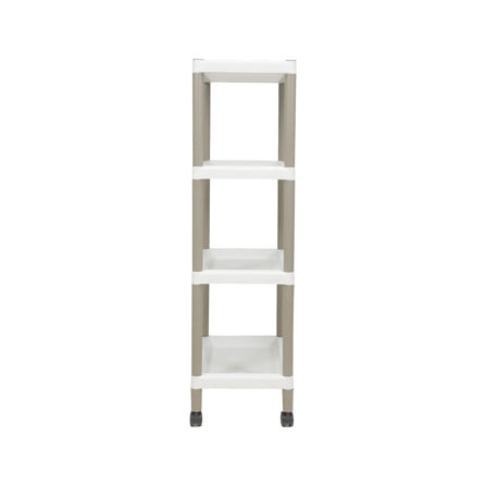 ชั้นวางของ 4 ชั้น มีล้อ STACKO RIKU 44.5x29x99 ซม. สีขาว/น้ำตาล_3
