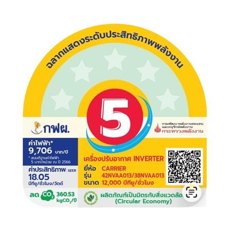 แอร์ผนัง CARRIER 42NVAA013/38NVAA013 12000 บีทียู อินเวอร์เตอร์_5