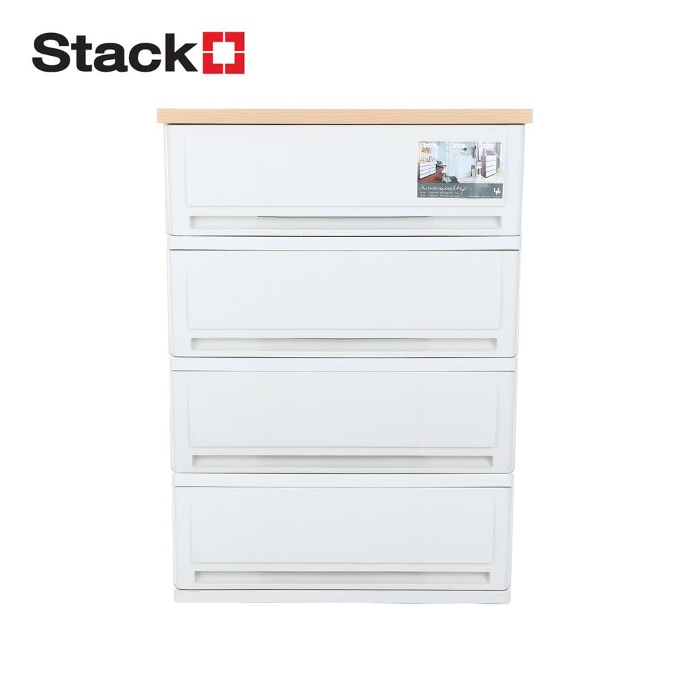 ตู้ลิ้นชัก 4 ชั้น STACKO SUMO-WOOD TOP 62x40x90 ซม. สีขาว