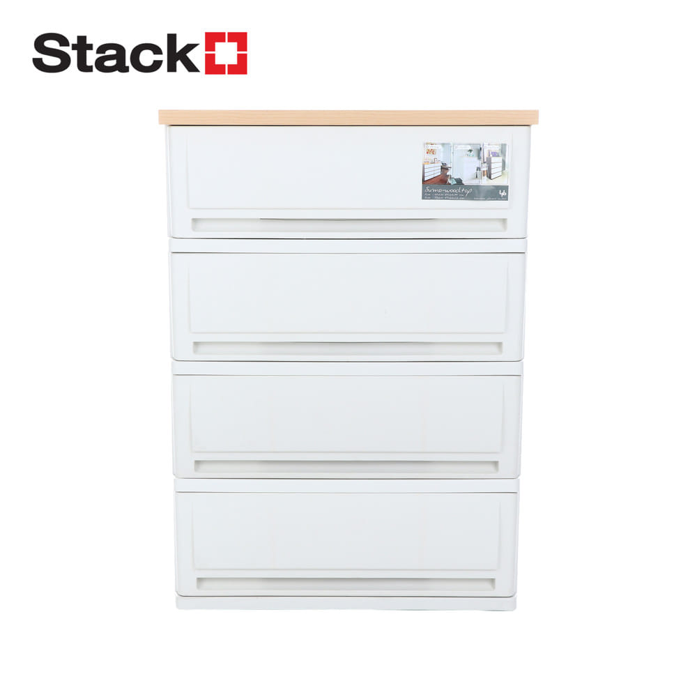 ตู้ลิ้นชัก 4 ชั้น STACKO SUMO-WOOD TOP 62x40x90 ซม. สีขาว