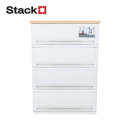 ตู้ลิ้นชัก 4 ชั้น STACKO SUMO-WOOD TOP 62x40x90 ซม. สีขาว_0