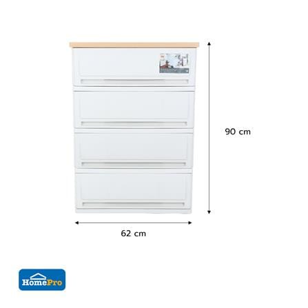 ตู้ลิ้นชัก 4 ชั้น STACKO SUMO-WOOD TOP 62x40x90 ซม. สีขาว_6