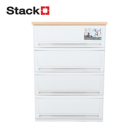 ตู้ลิ้นชัก 4 ชั้น STACKO SUMO-WOOD TOP 62x40x90 ซม. สีขาว_0