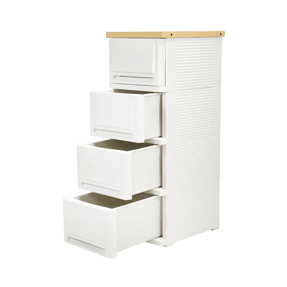 ตู้ลิ้นชัก 4 ชั้น STACKO SUMO-WOOD TOP 32x40x90 ซม. สีขาว