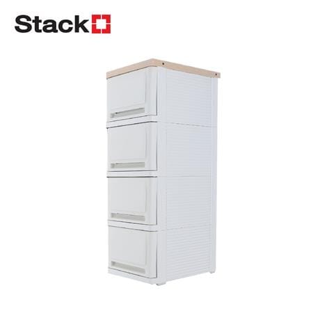 ตู้ลิ้นชัก 4 ชั้น STACKO SUMO-WOOD TOP 32x40x90 ซม. สีขาว_0