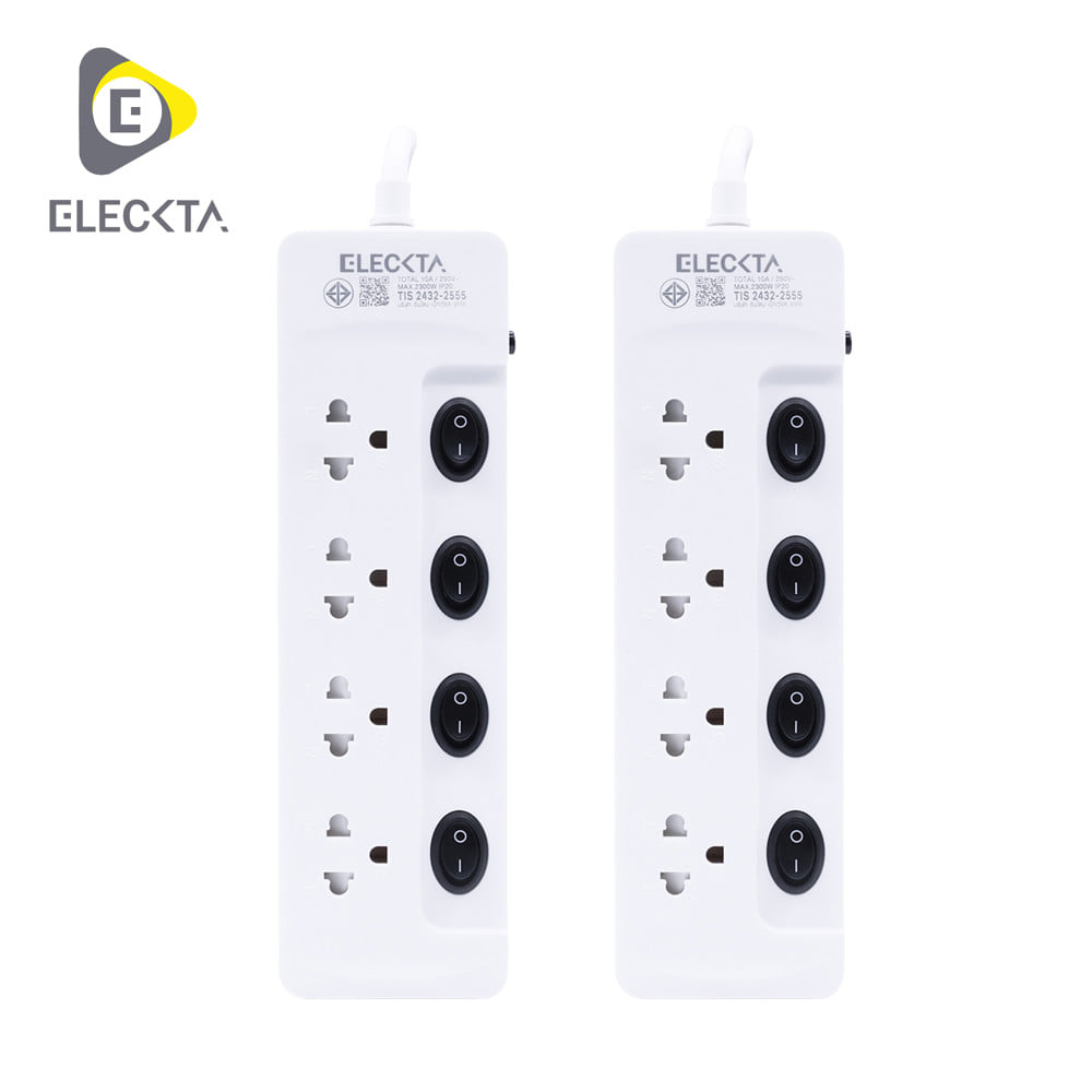 รางปลั๊กไฟ 4 ช่อง 4 สวิตช์ ELECKTA ETP2-443SBK 10 แอมป์ 3 เมตร (แพ็กคู่)