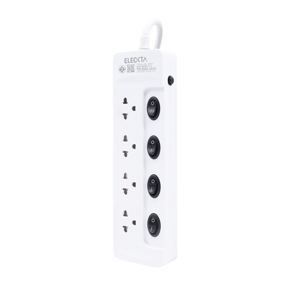 รางปลั๊กไฟ 4 ช่อง 4 สวิตช์ ELECKTA ETP2-443SBK 10 แอมป์ 3 เมตร (แพ็กคู่)