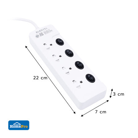 รางปลั๊กไฟ 4 ช่อง 4 สวิตช์ ELECKTA ETP2-443SBK 10 แอมป์ 3 เมตร (แพ็กคู่)_5