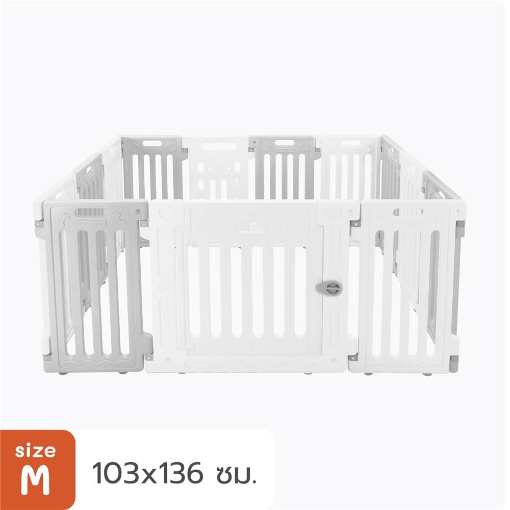 คอกสุนัข HOSTTAIL PET HOME ไซซ์ M สีเทา/ขาว