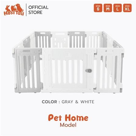 คอกสุนัข HOSTTAIL PET HOME ไซซ์ L สีเทา/ขาว_1
