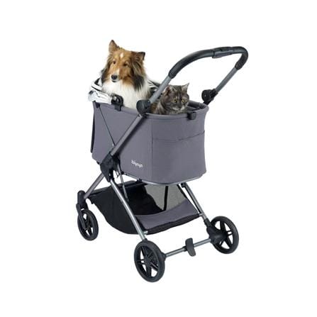 รถเข็นสัตว์เลี้ยง IBIYAYA MAXI DEEP CARRIAGE TWIN สีเทา_1