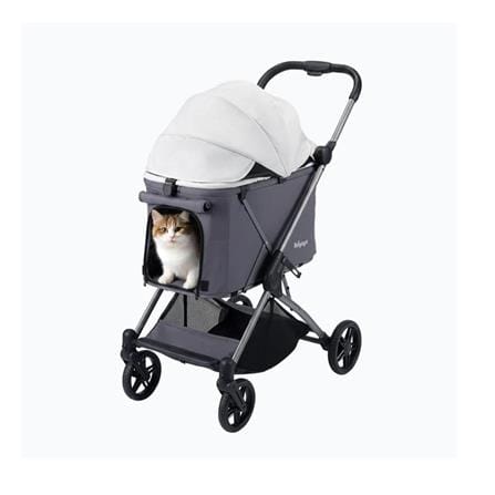 รถเข็นสัตว์เลี้ยง IBIYAYA MAXI DEEP CARRIAGE TWIN สีเทา_2