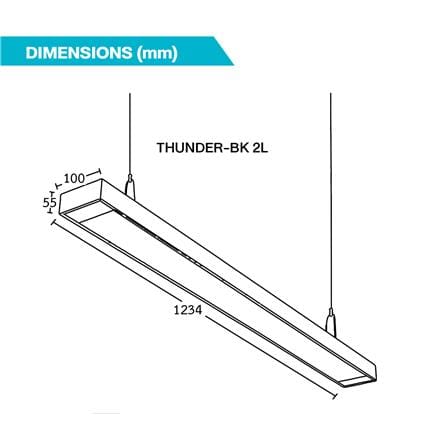 โคมตะแกรงติดลอย BEC THUNDER 2x120 ซม. สีดำ_7
