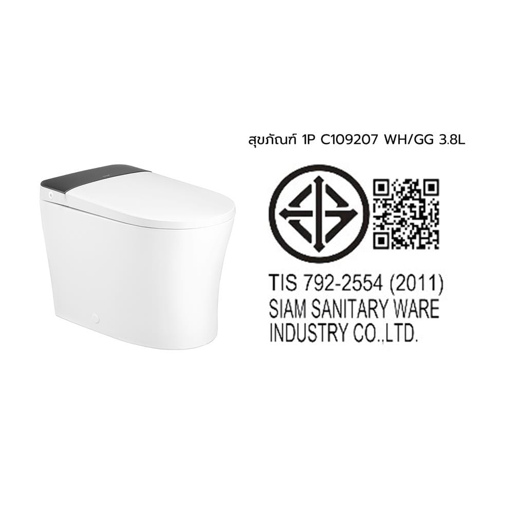 สุขภัณฑ์ 1 ชิ้น COTTO C109207 CORE EDITS 3.8 ลิตร สี WHITE/GAMBIT GREY