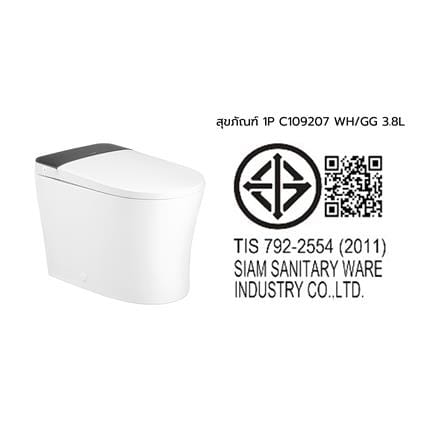 สุขภัณฑ์ 1 ชิ้น COTTO C109207 CORE EDITS 3.8 ลิตร สี WHITE/GAMBIT GREY_4