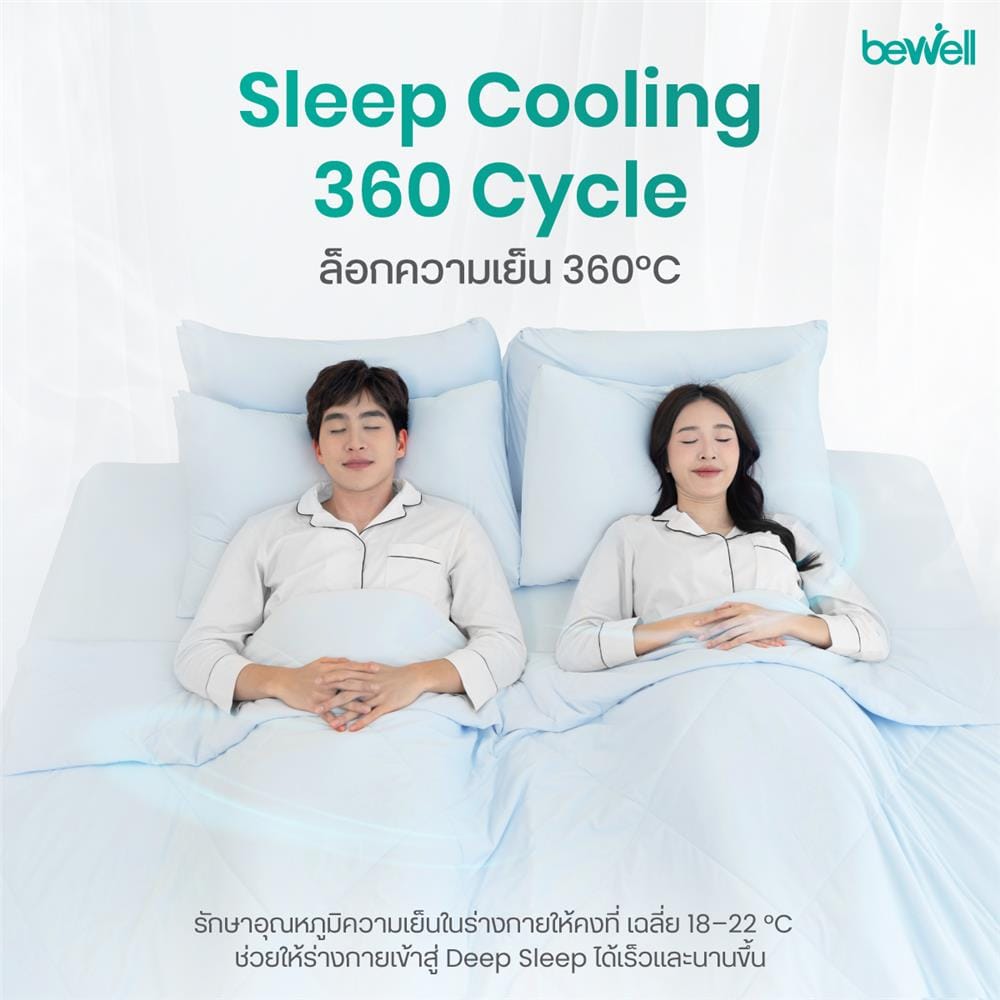 ชุดผ้าปูที่นอน 6 ฟุต (ชุด 5 ชิ้น) BEWELL COOLING สี GREY