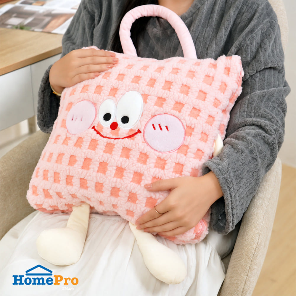 หมอนอิงผ้าห่ม SNAZZ TATO 15x15 นิ้ว สีชมพู