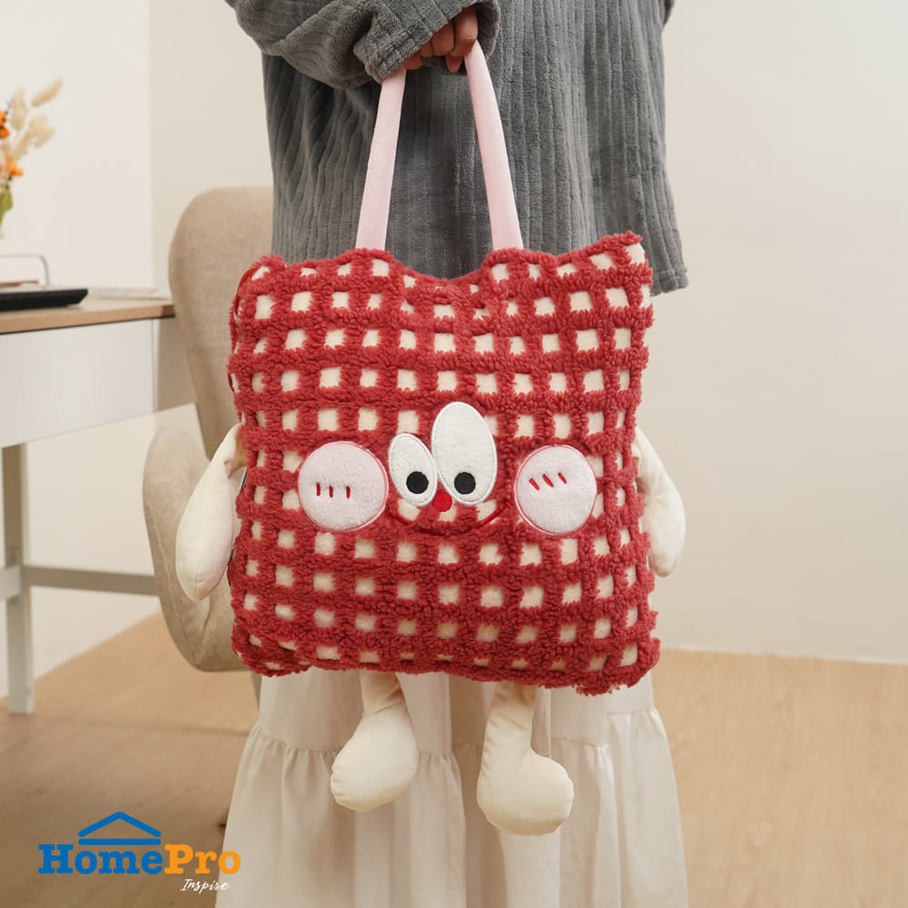 หมอนอิงผ้าห่ม SNAZZ TATO 15x15 นิ้ว สีแดง