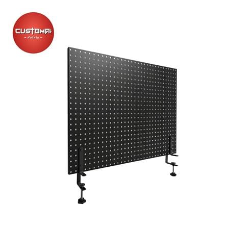 เแผงเหล็กแขวนเครื่องมือ พร้อมขาจับ CUSTOMAI PEGBORD SIZE L 60x80 ซม. สีดำ_0