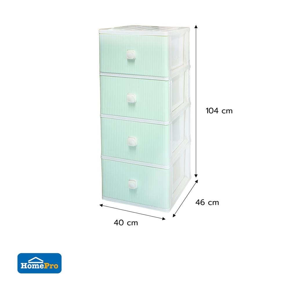 ตู้ลิ้นชัก 4 ชั้น ME LIVING MILLY 40x46x104 ซม. สีเขียวพาสเทล