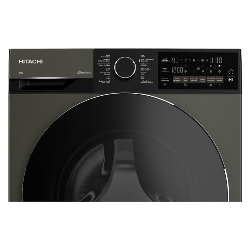เครื่องซักผ้าฝาหน้า HITACHI BD-120XKVEADM 12 กก. 1400RPM อินเวอร์เตอร์ สีเทา