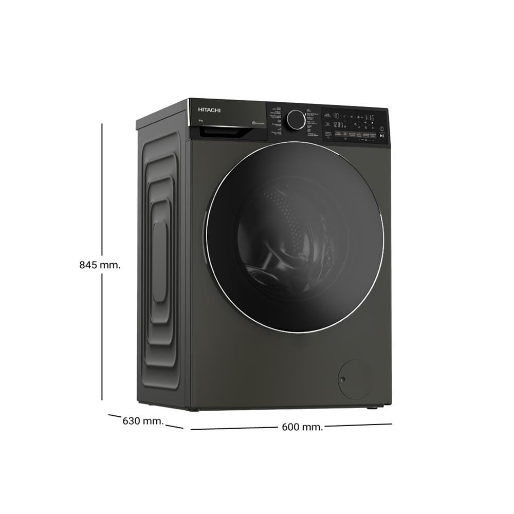 เครื่องซักผ้าฝาหน้า HITACHI BD-120XKVEADM 12 กก. 1400RPM อินเวอร์เตอร์ สีเทา