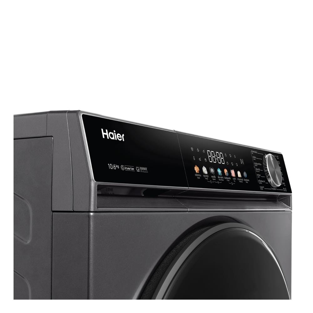 เครื่องซักอบผ้าฝาหน้า HAIER HWD100-BP12357S8 X5 10/6 กก. 1200 RPM อินเวอร์เตอร์ สีเทาเข้มเมทาลิค