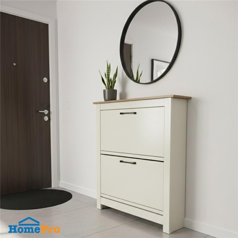 ตู้วางรองเท้า TOMATO HOME LIMESTONE 79 ซม. สีไข่มุก