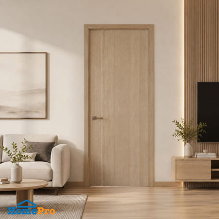 ประตูภายใน UPVC ไม่เจาะลูกบิด AZLE WB1 80x200 ซม. สีน้ำตาลอ่อน_1