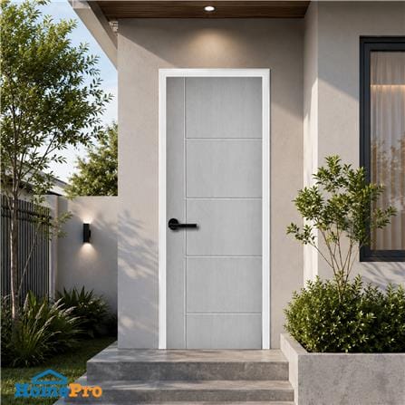 ประตูภายนอก UPVC เจาะลูกบิด AZLE LT-06W 90x200 ซม. สีขาว_2