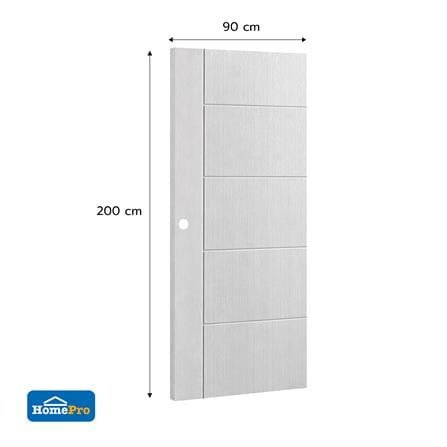 ประตูภายนอก UPVC เจาะลูกบิด AZLE LT-06W 90x200 ซม. สีขาว_4