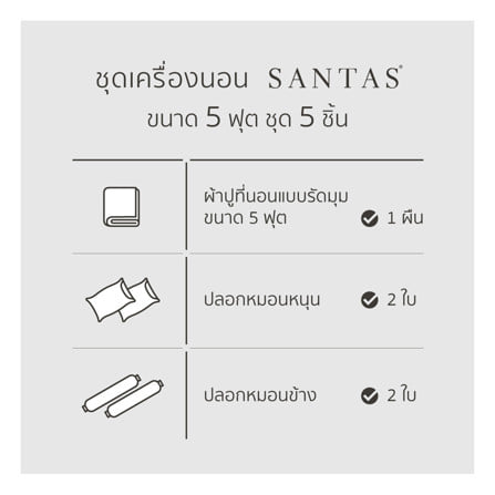 ชุดผ้าปูที่นอน 5 ฟุต (ชุด 5 ชิ้น) SANTAS MODAL BRISIA GR_4