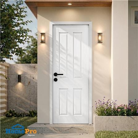 ประตูภายนอก UPVC เจาะลูกบิด AZLE L-35 90x200 ซม. สีขาว_2