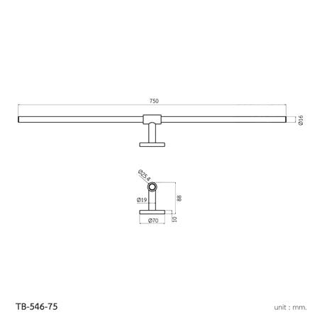 ราวแขวนผ้า WS TB-546-75 สเตนเลส_5